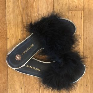 River Island fluffy flats slippers